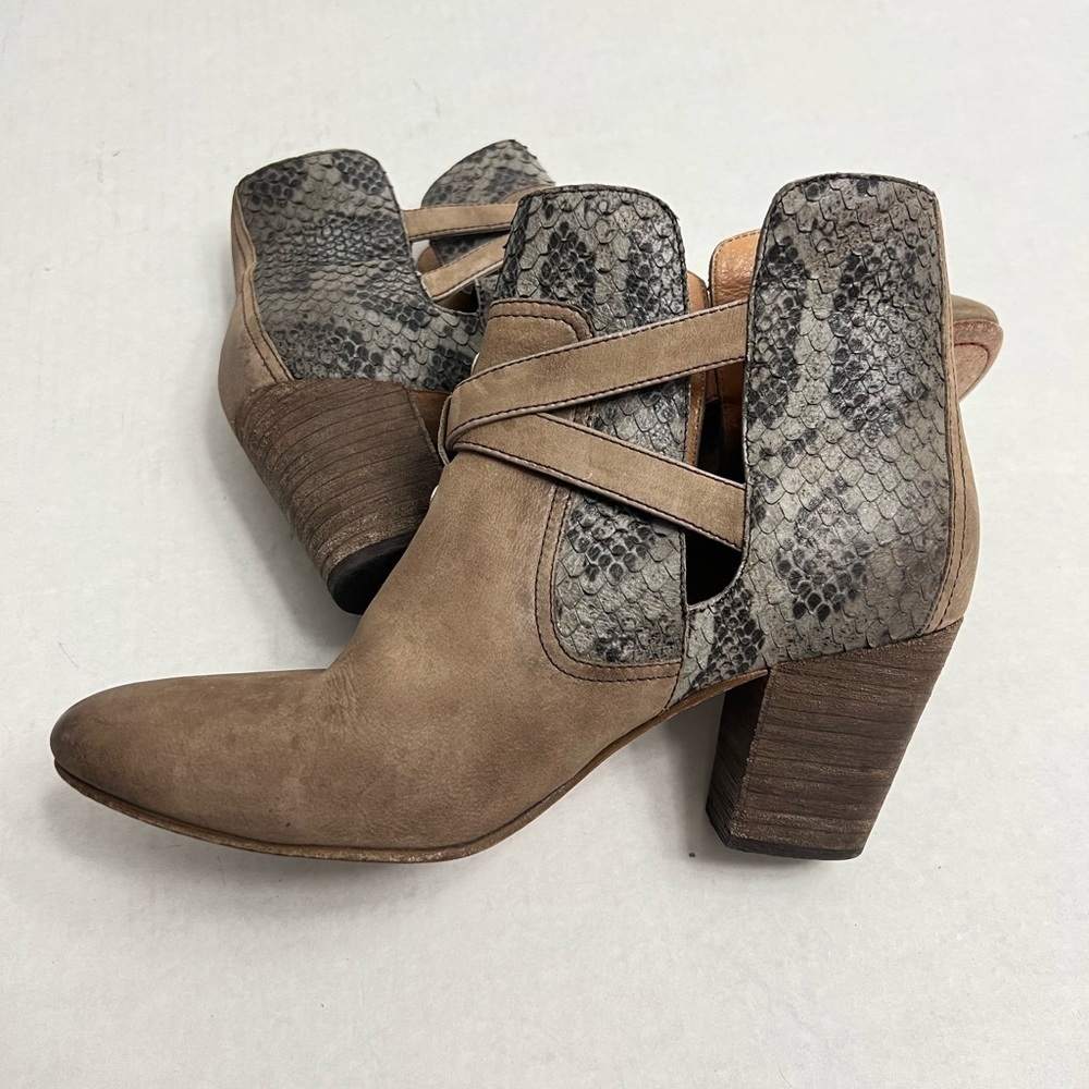 Trask Split Shaft Snakeskin Accent Ankle Boot with Buckle Details - Picture 6 of 10